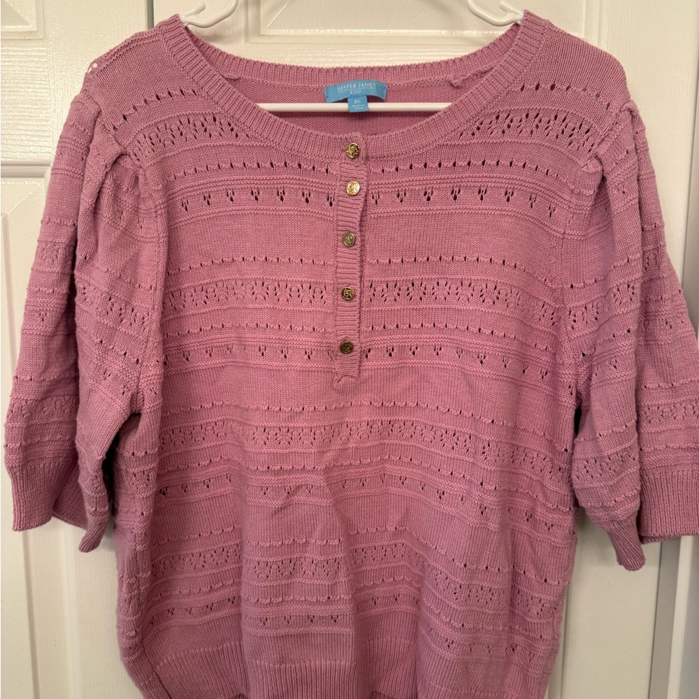 Draper James Pink Knit Sweater with Button Detail